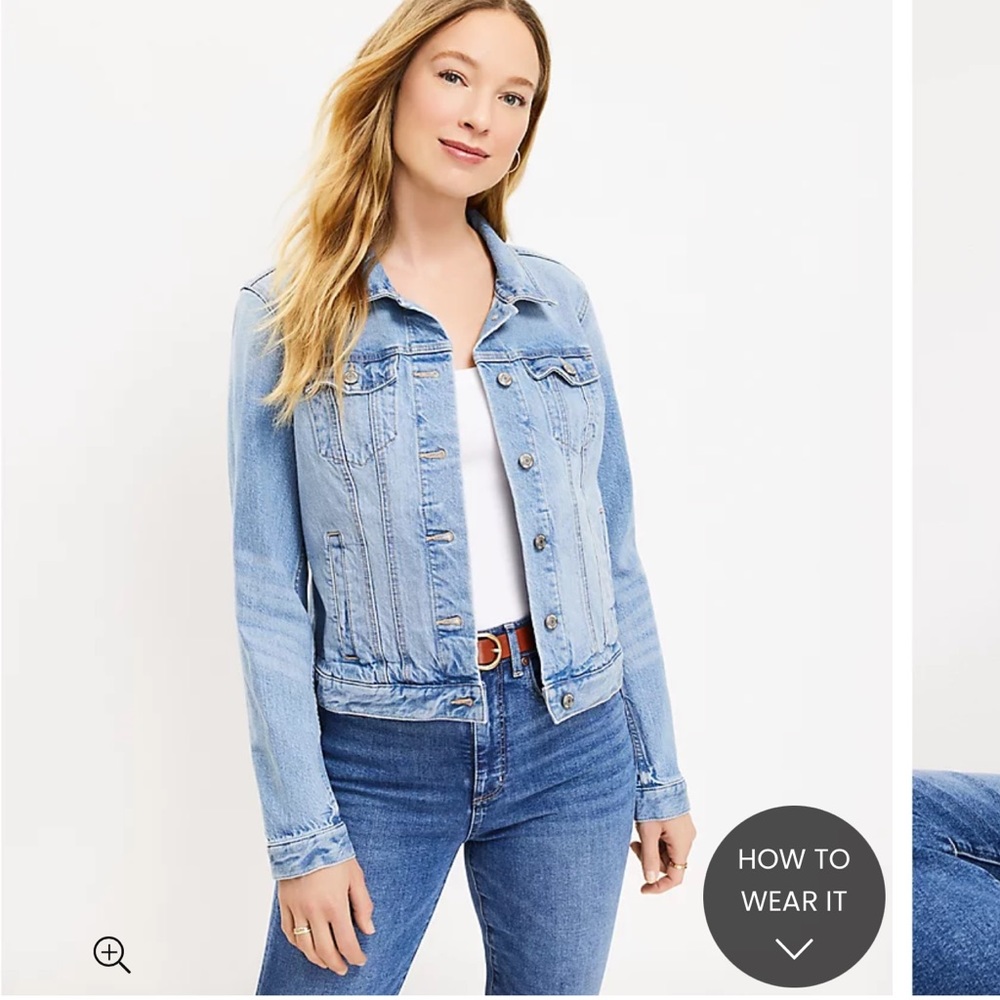 LOFT Denim Trucker Jacket in Light Mid Indigo Wash
